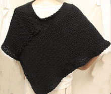 Load image into Gallery viewer, Black Poncho Hand Knit - NW Camo 