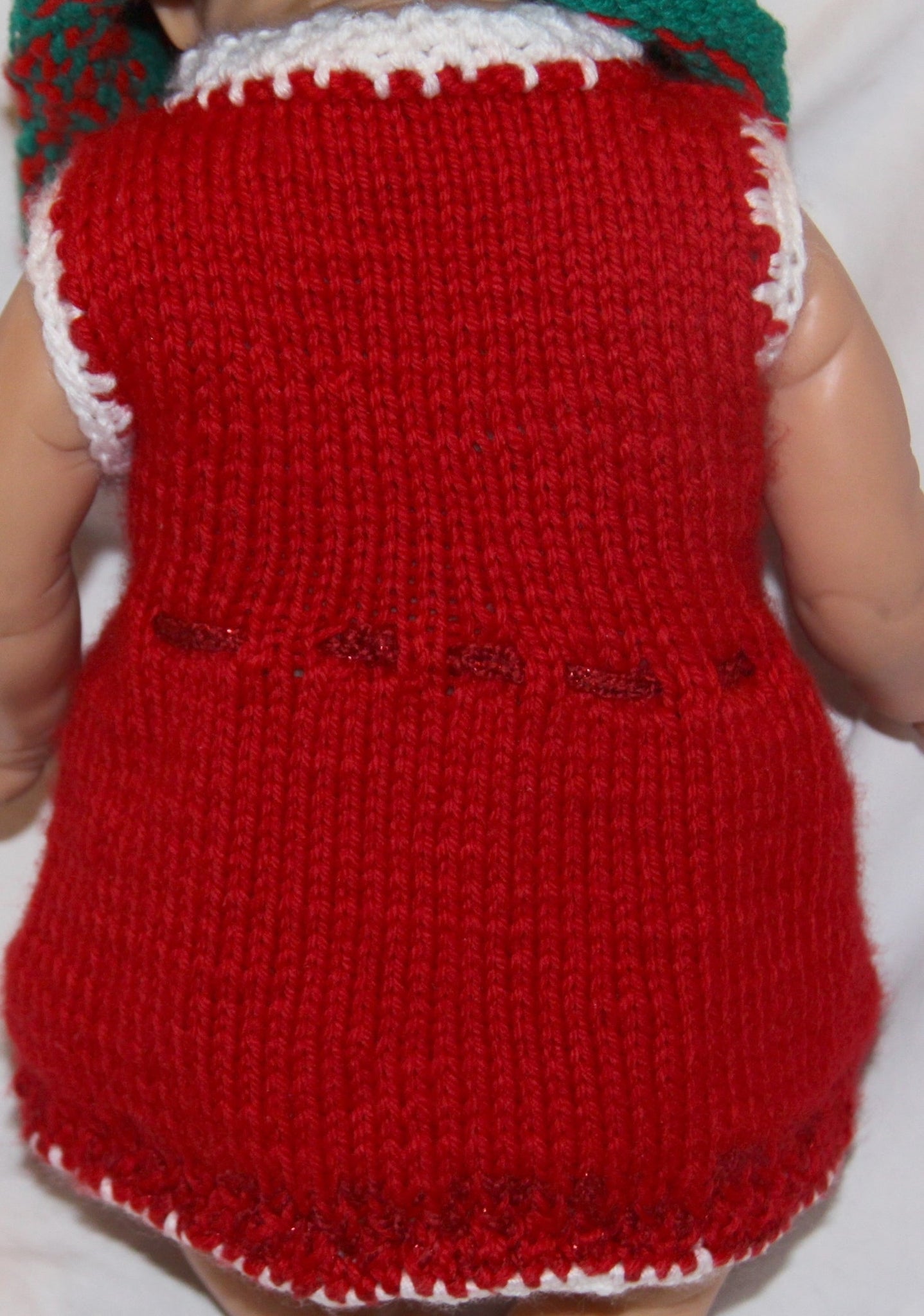 Infant Dress Hand Knit Red and White Infant Dress Hand Knit Red and White