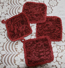Load image into Gallery viewer, Pot Holders - Set of 4 Rust Hand Knit - NW Camo 