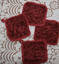 Load image into Gallery viewer, Pot Holders - Set of 4 Rust Hand Knit - NW Camo 