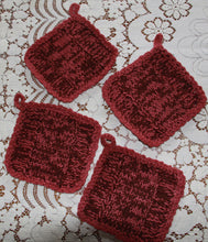 Load image into Gallery viewer, Pot Holders - Set of 4 Rust Hand Knit - NW Camo 