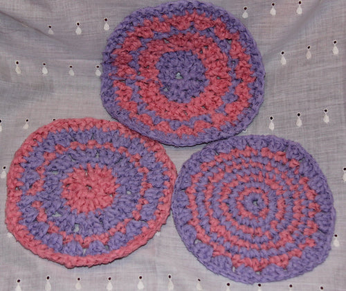 Pot Holders Lavender and Pink Hand Crocheted - NW Camo 
