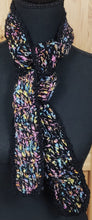 Load image into Gallery viewer, Scarf Black &amp; Pastels Ribbon Scarf Hand Crocheted - NW Camo 