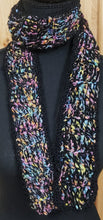 Load image into Gallery viewer, Scarf Black &amp; Pastels Ribbon Scarf Hand Crocheted - NW Camo 