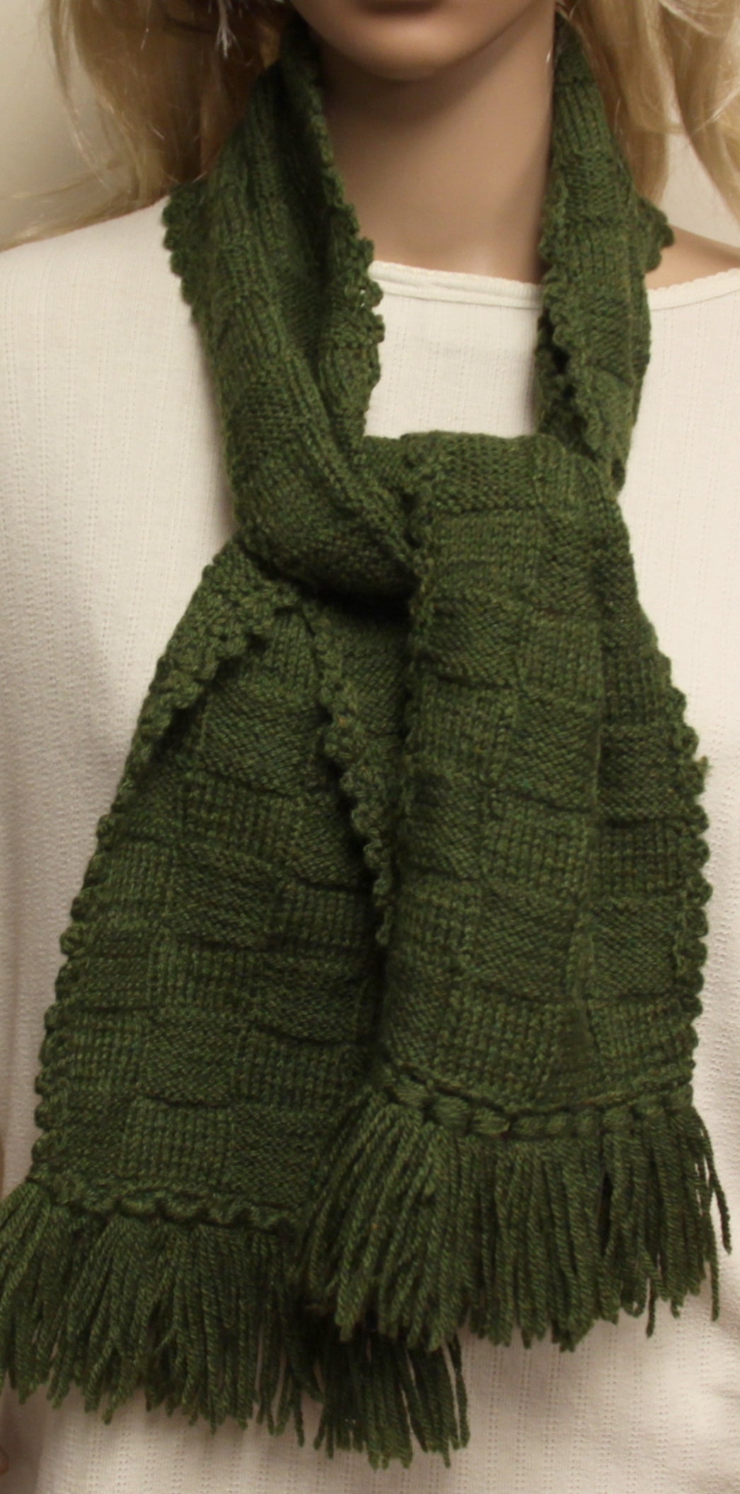 Scarf Green Hand Knit - NW Camo 