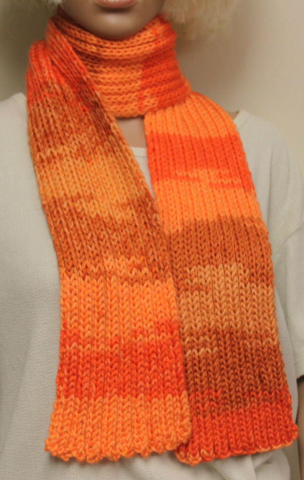 Scarf Orange Hand Knit - NW Camo 