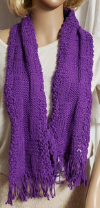 Scarf Purple Hand Knit - NW Camo 