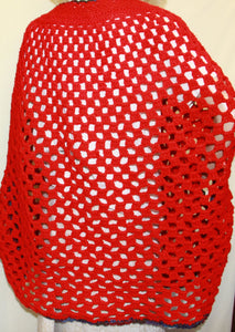 Shawl Hand Crocheted Red - NW Camo 