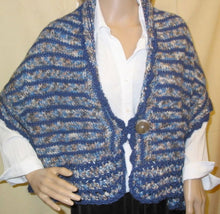 Load image into Gallery viewer, Wool Shawl Hand Knit Purple &amp; Grey - NW Camo 