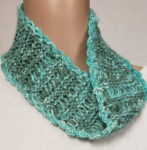 Aqua Cowl Hand Knit