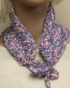 Bandana Headband Hand Knit Blue and Pink Cotton - nw-camo