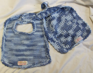 Baby Bibs - Set of 2 - Cotton - Blue & White - nw-camo