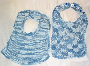 Baby Bibs - Set of 2 - Cotton - Blue & White - nw-camo