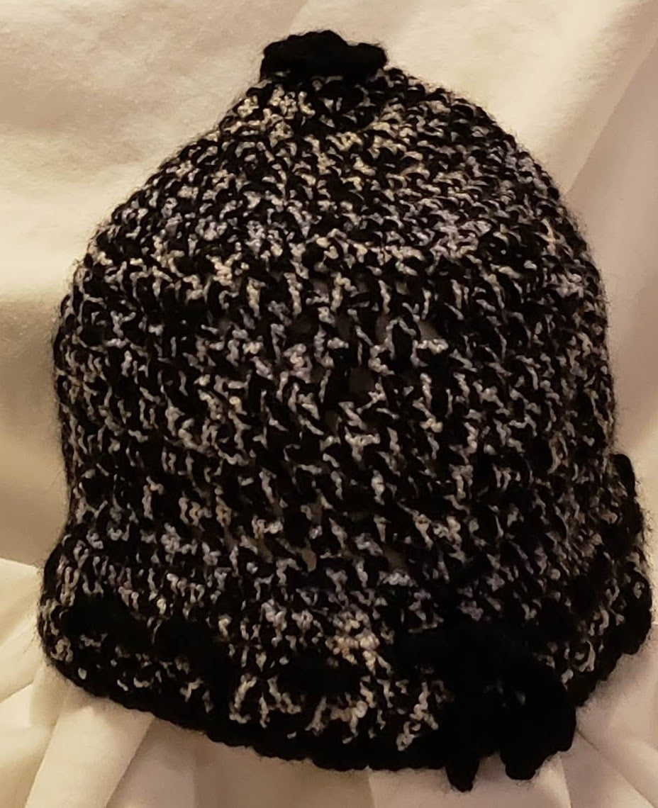 Black & White Hat Hand Crocheted - nw-camo