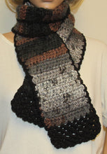 Load image into Gallery viewer, Hand Knit Scarf Brown Black grey - nw-camo