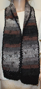 Hand Knit Scarf Brown Black grey - nw-camo