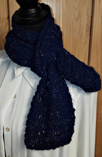 Load image into Gallery viewer, Scarf Navy Blue Hand Knit