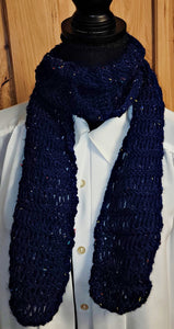 Scarf Navy Blue Hand Knit