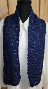Scarf Navy Blue Hand Knit