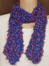Load image into Gallery viewer, Blue &amp; Rose Scarf Hand Knit - nw-camo