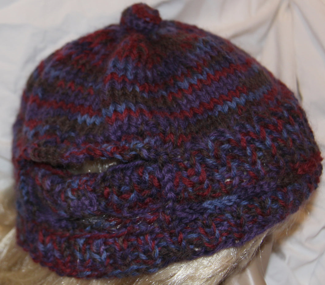 Hand Knit Navy and Red Hat - nw-camo