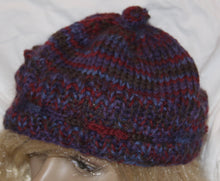 Load image into Gallery viewer, Hand Knit Navy and Red Hat - nw-camo