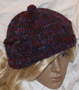 Hand Knit Navy and Red Hat - nw-camo