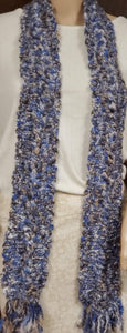 Scarf Hand Knit Blue White Tan Cable - nw-camo
