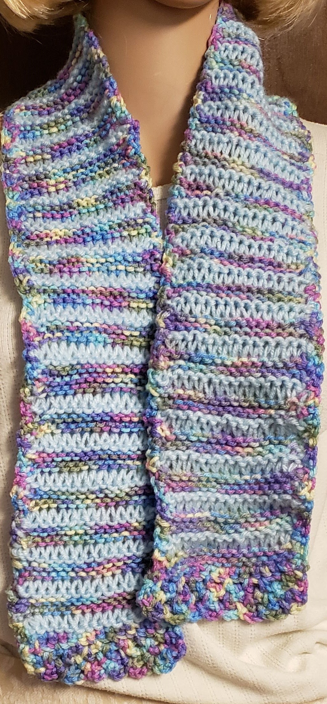 Blue Scarf Hand Knit - nw-camo
