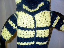 Load image into Gallery viewer, Baby Hooded Sweater Jacket Hand Crocheted Blue &amp; Yellow - nw-camo
