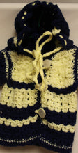 Load image into Gallery viewer, Baby Hooded Sweater Jacket Hand Crocheted Blue &amp; Yellow - nw-camo