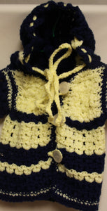 Baby Hooded Sweater Jacket Hand Crocheted Blue & Yellow - nw-camo