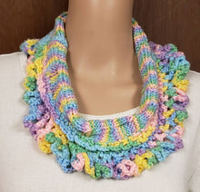 Load image into Gallery viewer, Cowl Hand Knit Bright Pastels