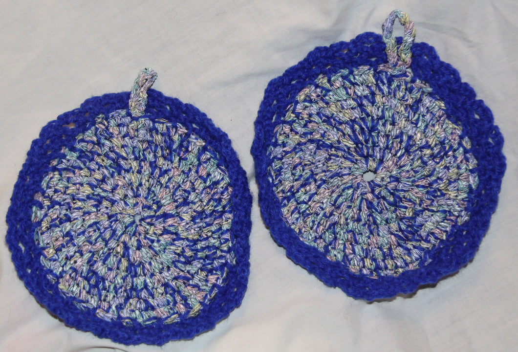 Blue and Pastel Potholders - Set of 2 - nw-camo