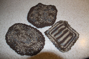 Hand Crocheted Camo Potholders/Hot Pads Set of 3 - nw-camo