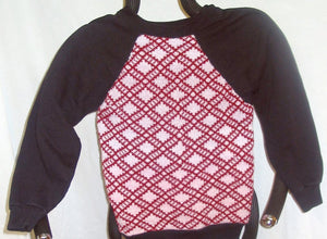 Childrens Sweatshirt with Hand Knit Burgandy Front - nw-camo