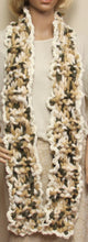 Load image into Gallery viewer, Chunky Fiber Scarf White Tan and Gray Hand Knit - nw-camo
