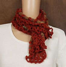 Load image into Gallery viewer, Scarf Cranberry Rust Hand Knit