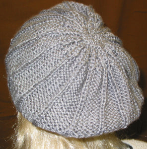 Hand Knit Hat Beret Gray - nw-camo