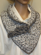Load image into Gallery viewer, Cowl  Grey White Hand Crocheted