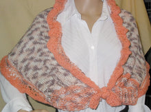 Load image into Gallery viewer, Mobius Shawl Hand Knit Peach &amp; Tan - nw-camo