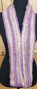 Scarf Hand Knit Lavender Cream