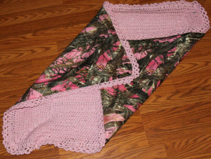 Pink Camo Fleece and Pink Crocheted Blanket - nw-camo