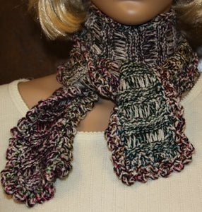 Multicolor Scarf Hand Knit Rust White Green Blue - nw-camo