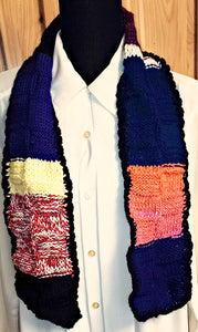 Scarf Hand Knit Multicolor Stripe