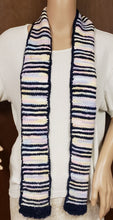 Load image into Gallery viewer, Scarf Hand Knit Navy Pastels