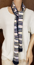 Load image into Gallery viewer, Scarf Hand Knit Navy Pastels