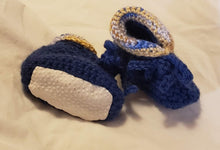 Load image into Gallery viewer, Baby Booties Navy and Multicolor Blue &amp; Tan Cuff - nw-camo