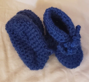 Baby Booties Navy Blue Hand Crocheted - nw-camo