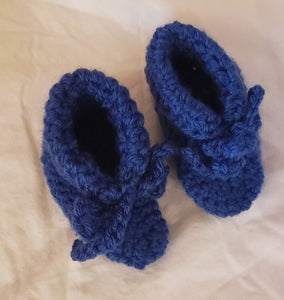Baby Booties Navy Blue Hand Crocheted - nw-camo